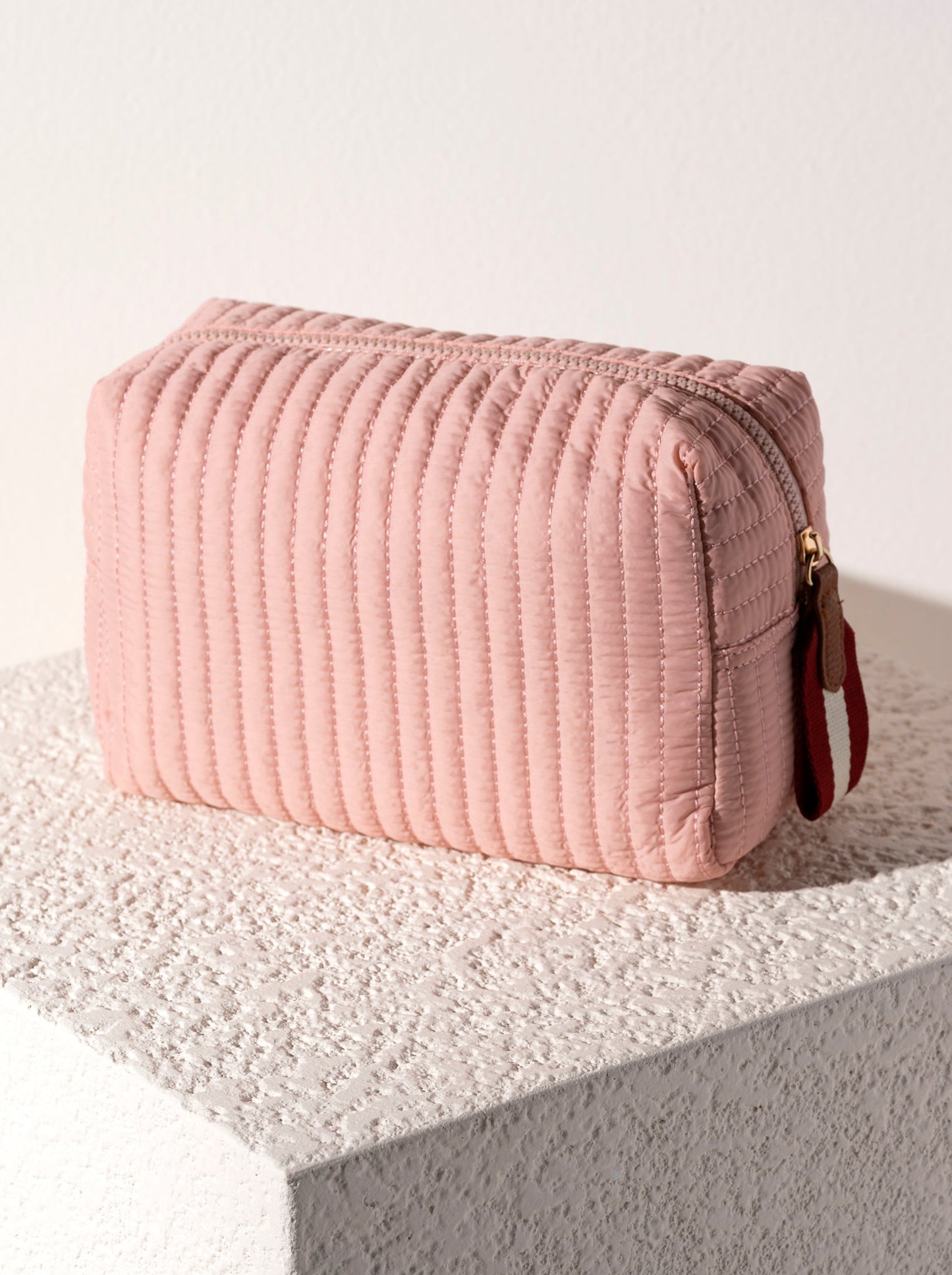 Shiraleah Ezra Quilted Nylon Large Boxy Cosmetic Pouch, Blush by Shiraleah