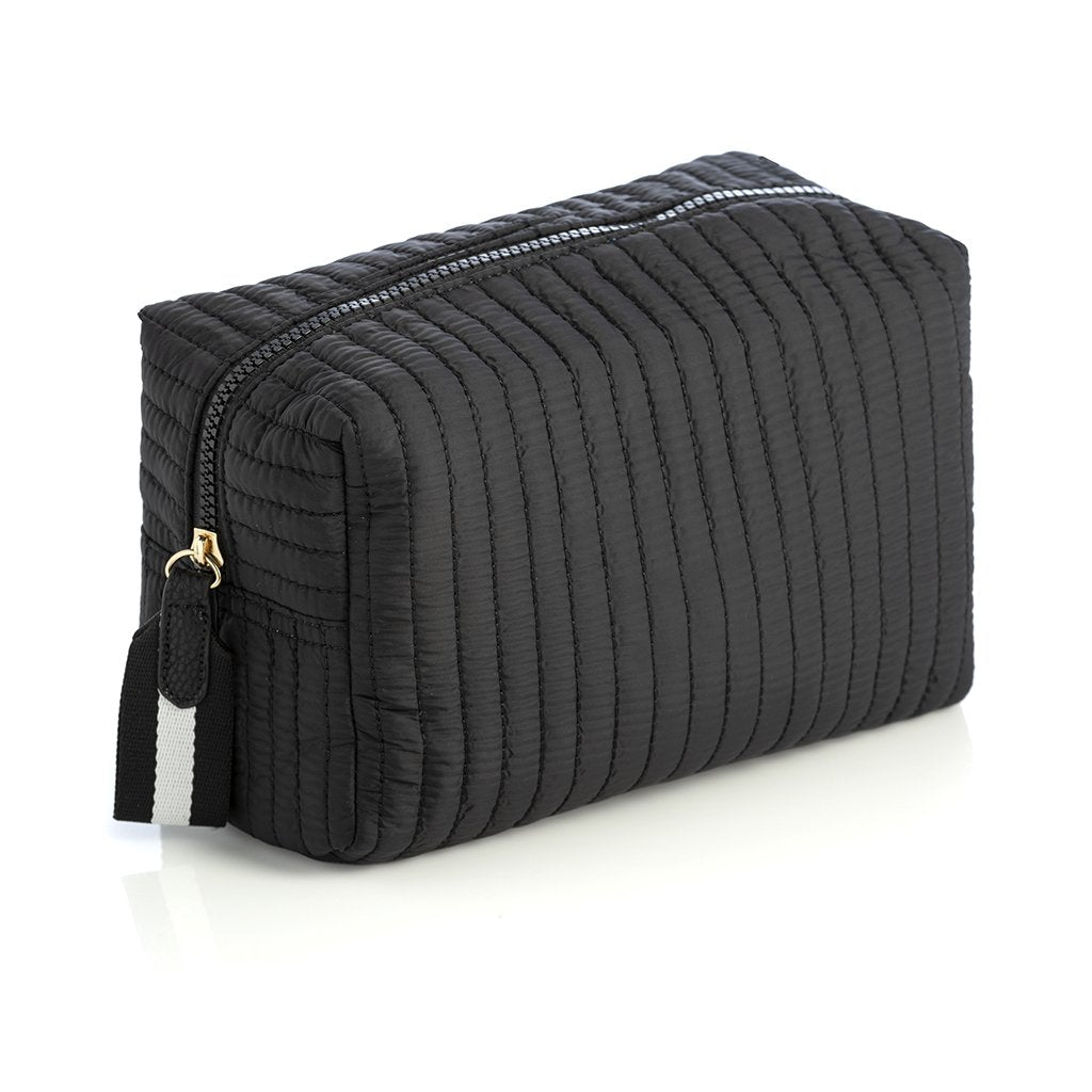 Shiraleah Ezra Quilted Nylon Large Boxy Cosmetic Pouch, Black by Shiraleah