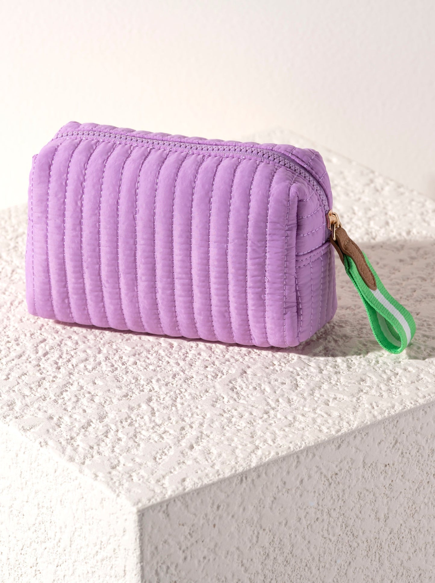 Shiraleah Ezra Quilted Nylon Small Boxy Cosmetic Pouch, Lilac by Shiraleah
