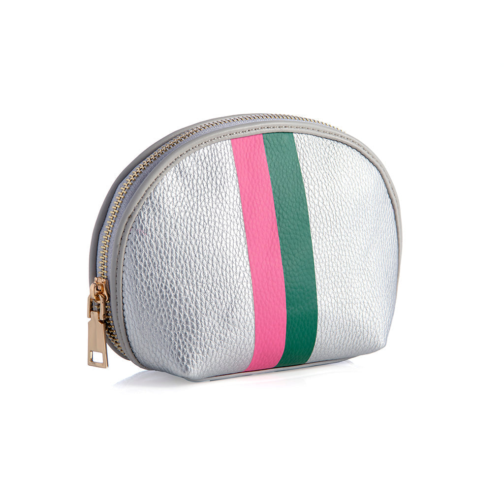 Shiraleah Stanton Racer Stripe Cosmetic Pouch, Silver by Shiraleah