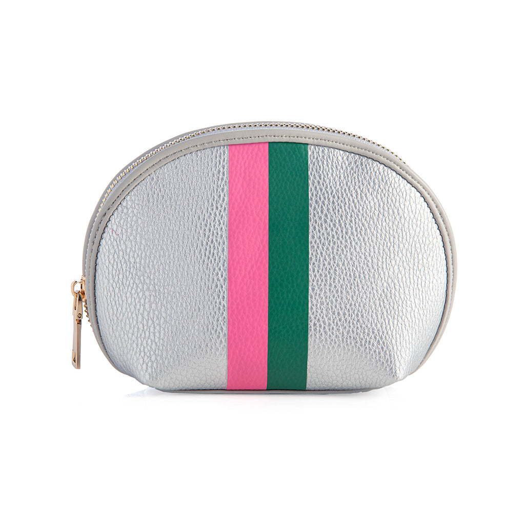 Shiraleah Stanton Racer Stripe Cosmetic Pouch, Silver by Shiraleah
