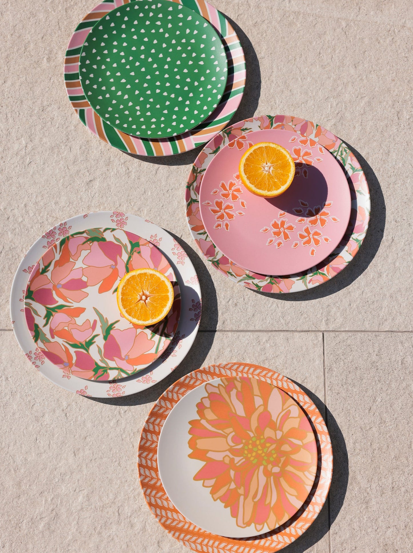 Shiraleah Primavera Set Of 4 Flower Print Appetizer Plates, Multi by Shiraleah
