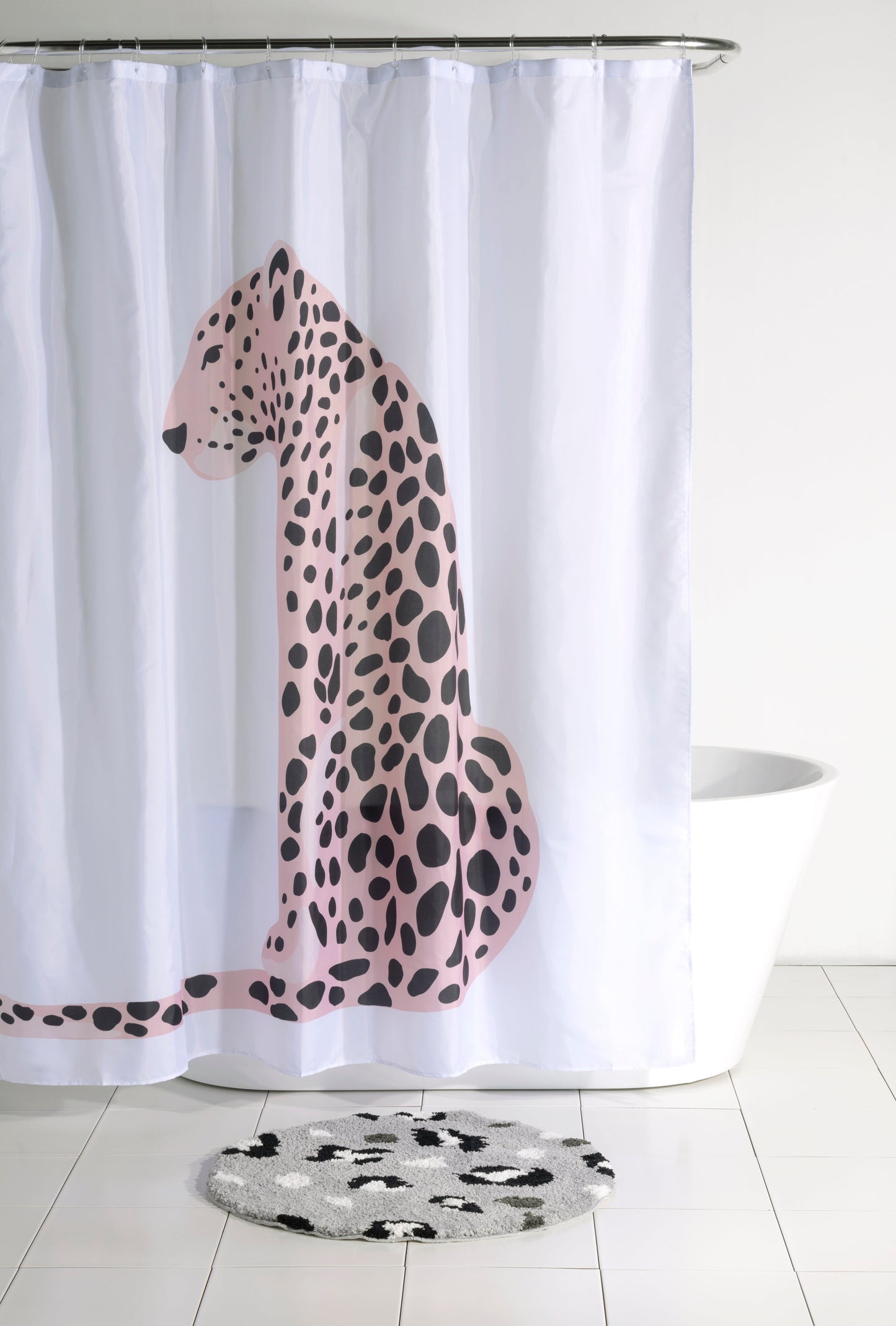 Shiraleah Leopard Shower Curtain, White by Shiraleah