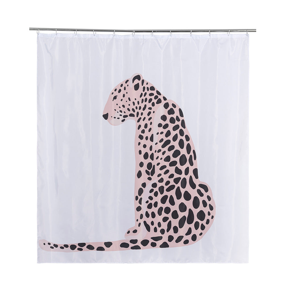 Shiraleah Leopard Shower Curtain, White by Shiraleah