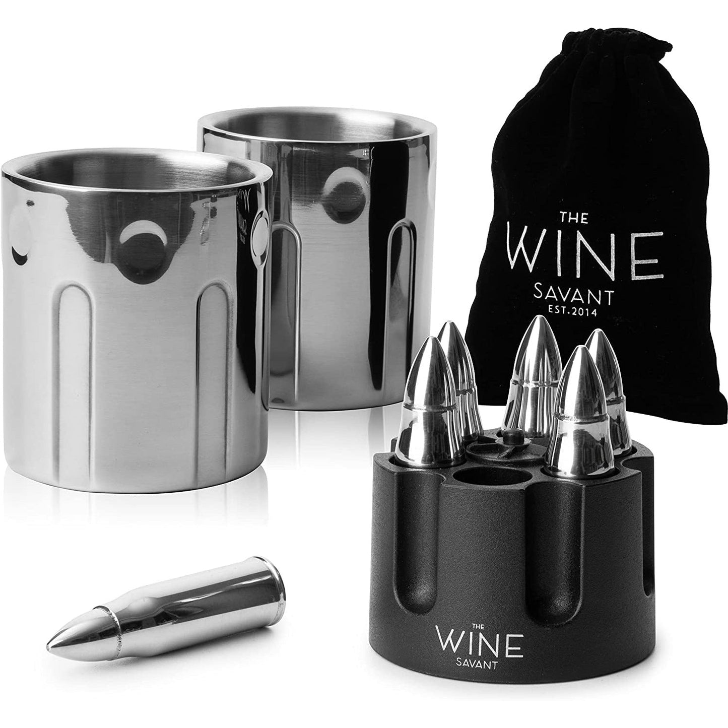2 Metal Ice Cups & Bullet Chillers - by The Wine Savant