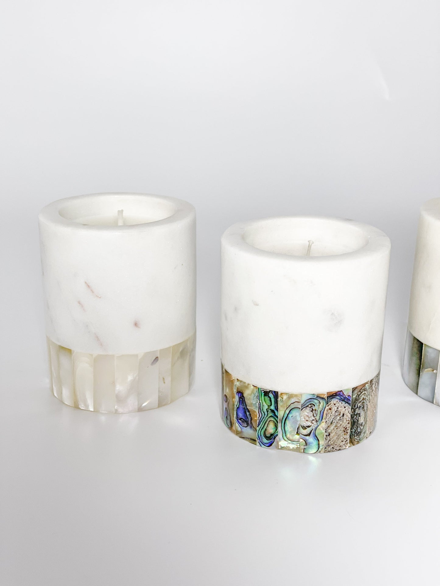 White Mother of Pearl Lemongrass Candle (Small) by Anaya