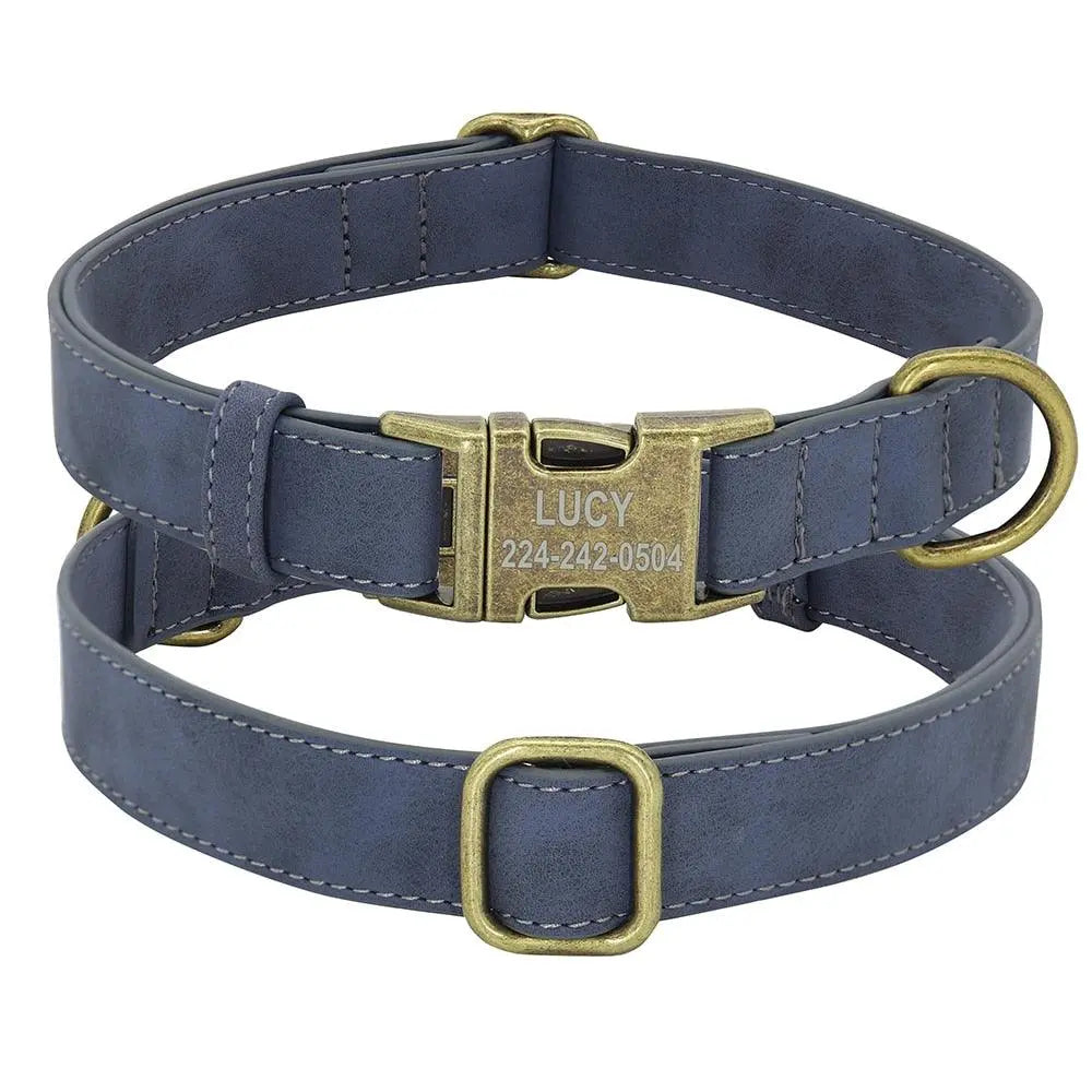 Personalize Leather Collar with Buckle - Engrave Your Pet's ID by GROOMY