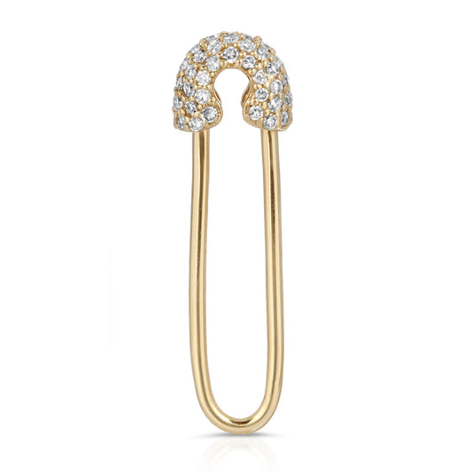 DIAMOND AND 14K GOLD SAFETY PIN EARRING by eklexic