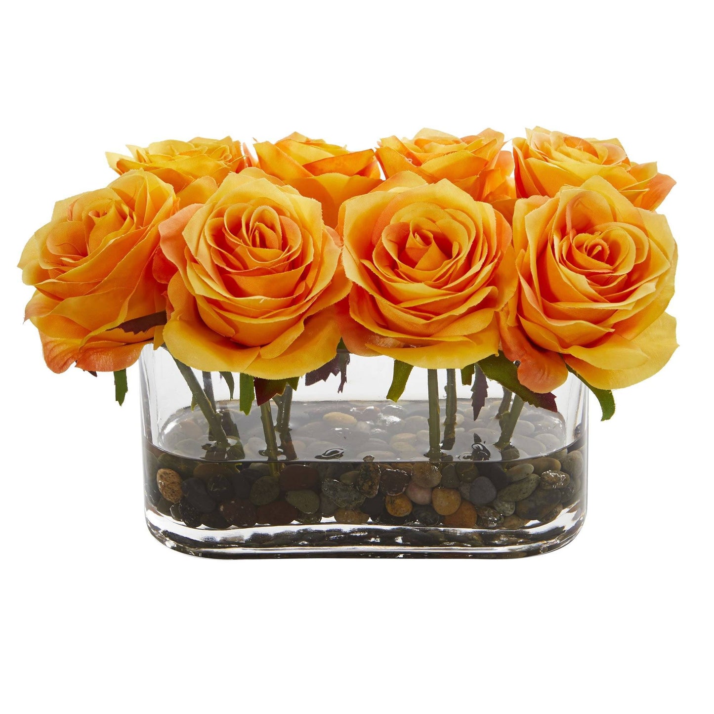 5.5” Blooming Roses in Glass Vase Artificial Arrangement by Nearly Natural