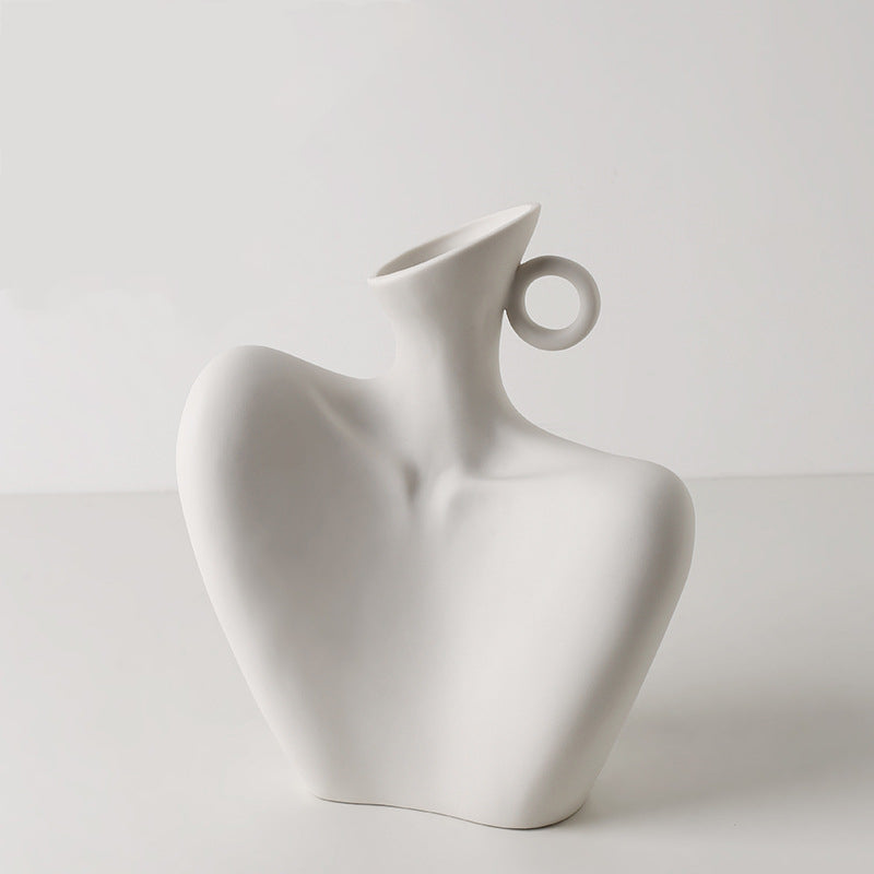 Ceramic Simple White Vase Nordic Home Decoration by Blak Hom