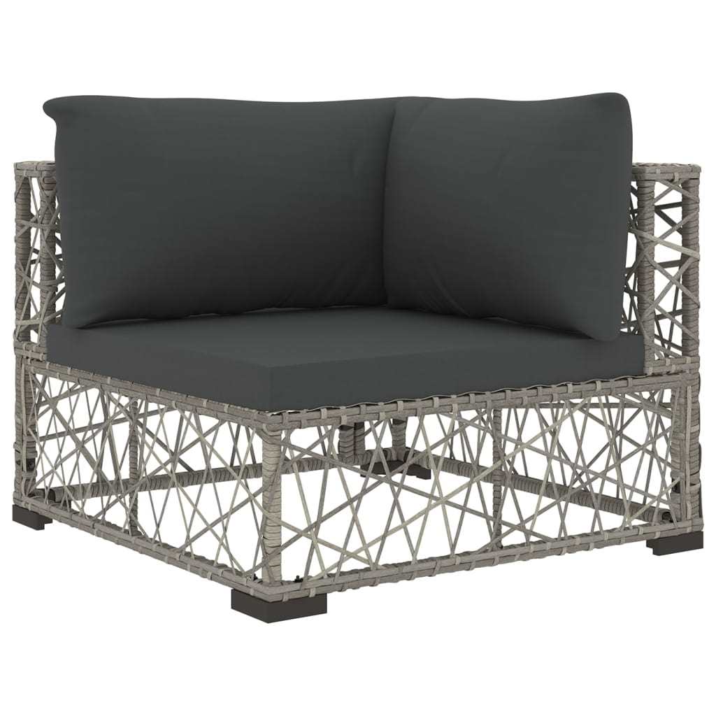 6 Piece Garden Lounge Set with Cushions Poly Rattan Gray by Blak Hom