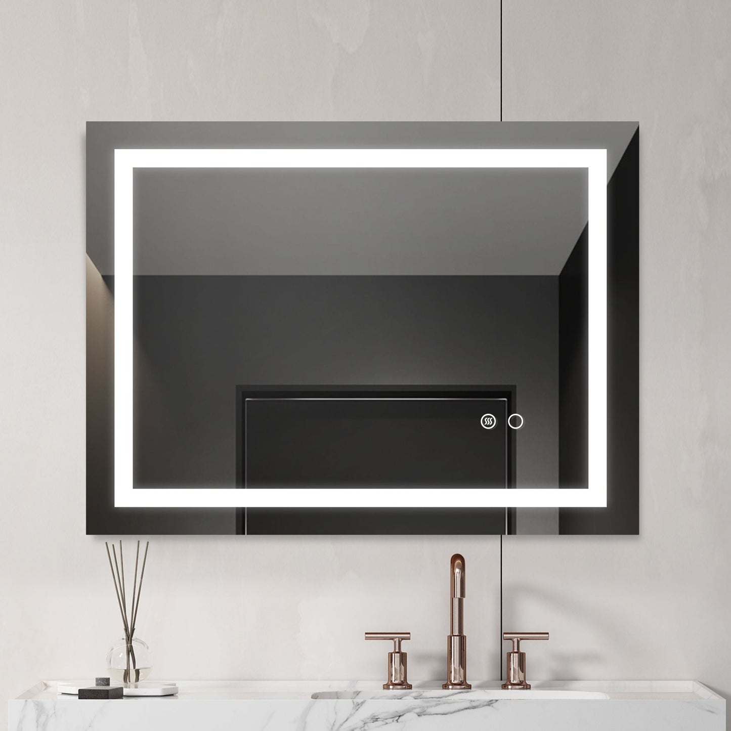 Anti-Fog Dimmable Touch Button LED Bathroom Mirror by Blak Hom