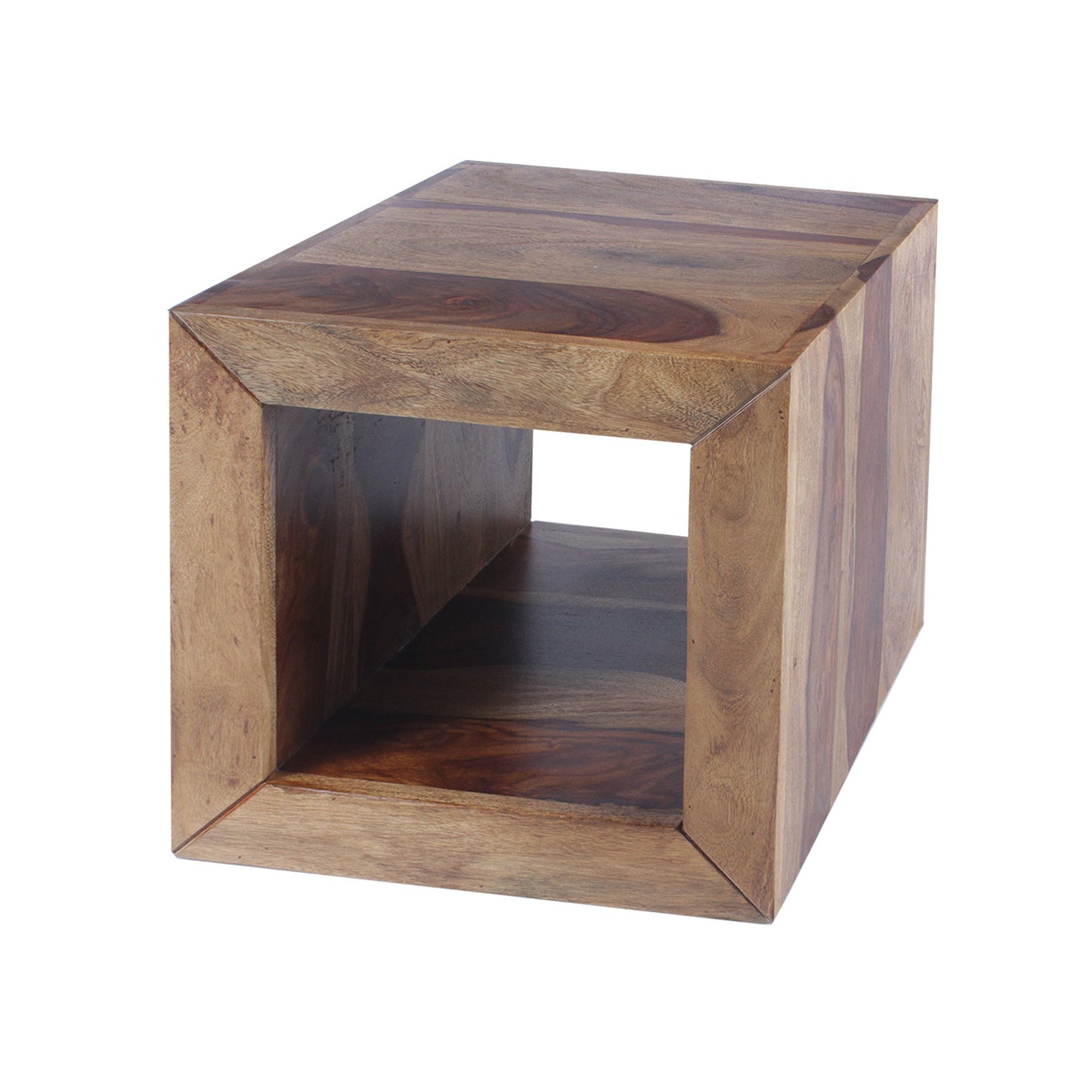 Cube Shape Rosewood Side Table With Cutout Bottom by Blak Hom