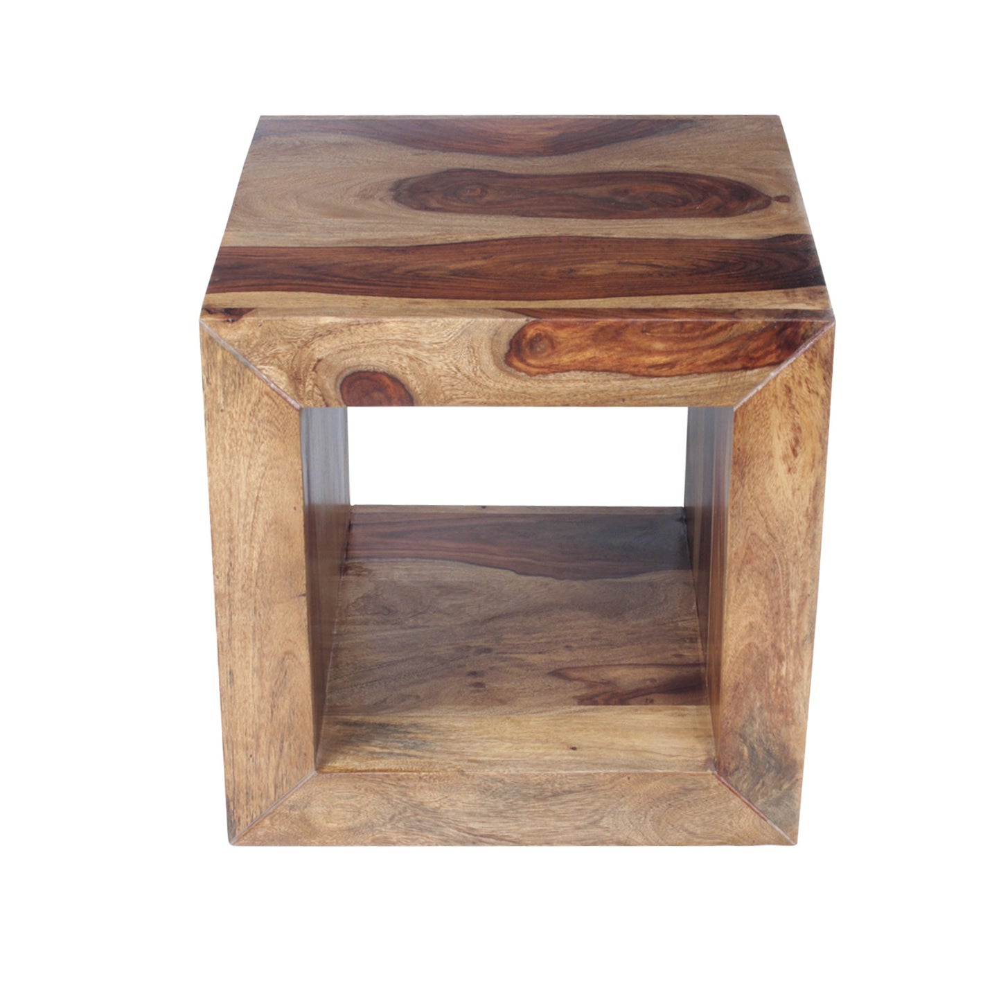 Cube Shape Rosewood Side Table With Cutout Bottom by Blak Hom