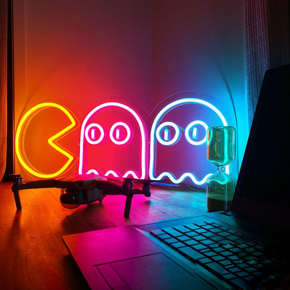 Pac Man Chasing Ghosts Neon Light by White Market